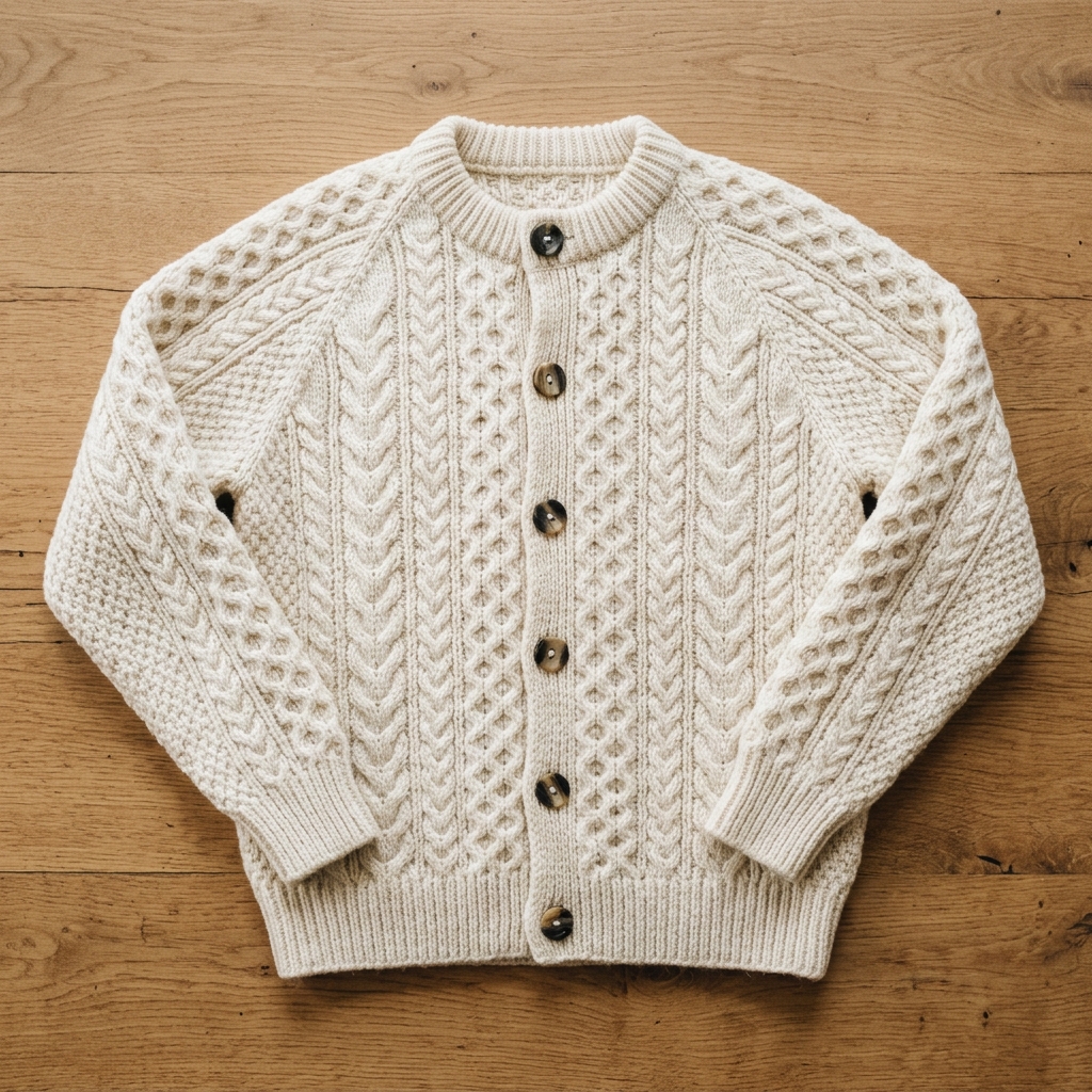 Cable-Knit Wool Cardigan