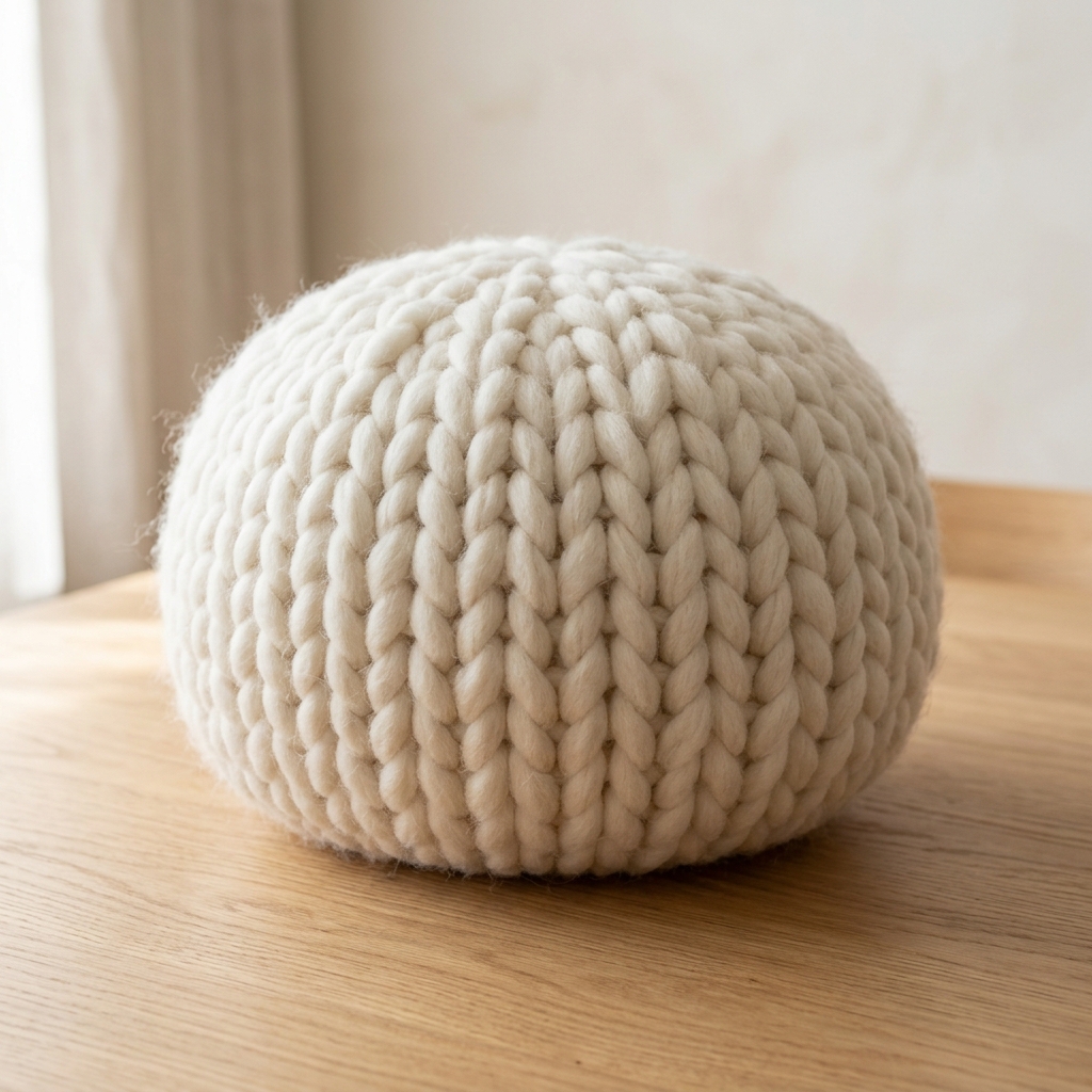Hand-Knitted Chunky Wool Pillow